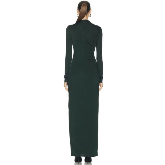 Lapointe Green Ruched Mock-Neck Jersey Column Gown Size Large - Picture 3 of 10